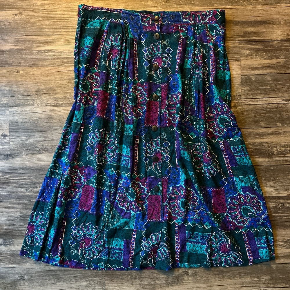 Colorful 80’s Style Patterned Cotton Skirt